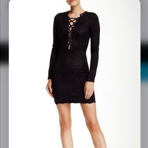 Misguided Suede Like tie up dress